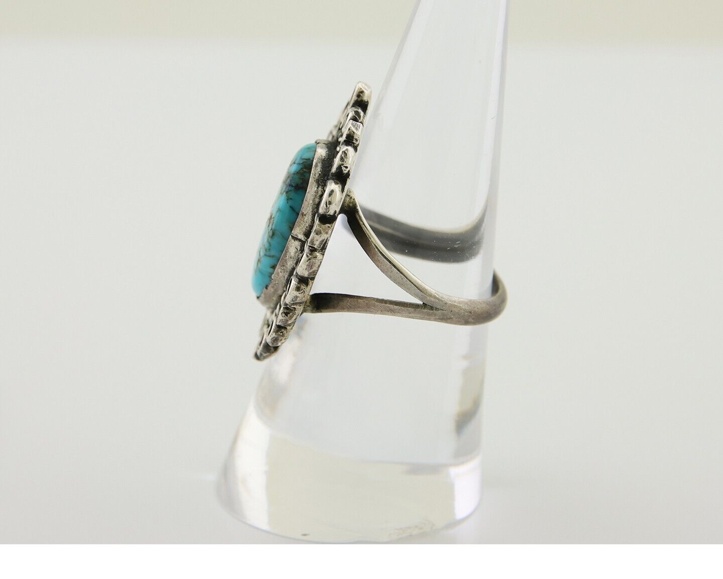 Navajo Ring 925 Silver Spiderweb Turquoise Artist Siged Jerry Johnson C.80's