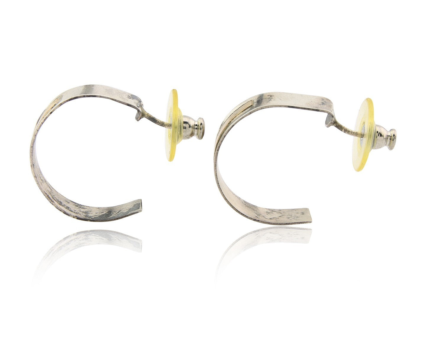 Navajo Earrings Sterling Silver & Gold Vintage Handmade