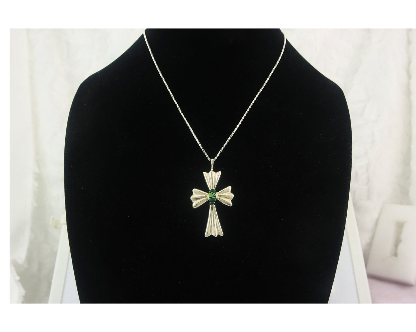 Navajo Cross Necklace Sterling Silver Authentic Natural Gemstones Signed M