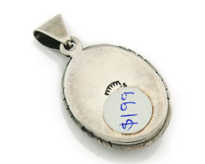 Navajo Pendant 925 Sterling Silver Natural Turquoise Vintage Signed Sun Rise