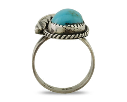 Navajo Ring 925 Silver Natural Blue Turquoise Native American Artist C.80's