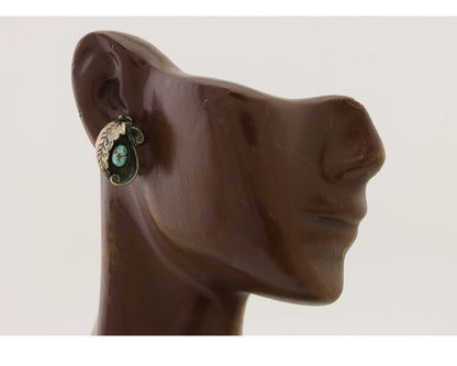 Navajo Earrings 925 Silver Natural Turquoise Native American Artist C.80's
