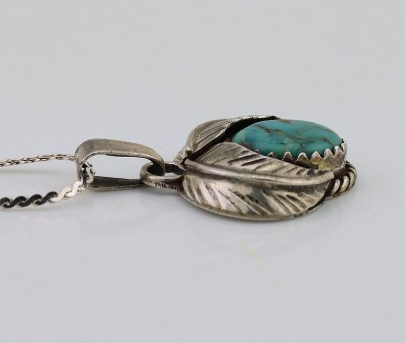 Navajo Turquoise Necklace 925 Silver Native American Artist C.80's