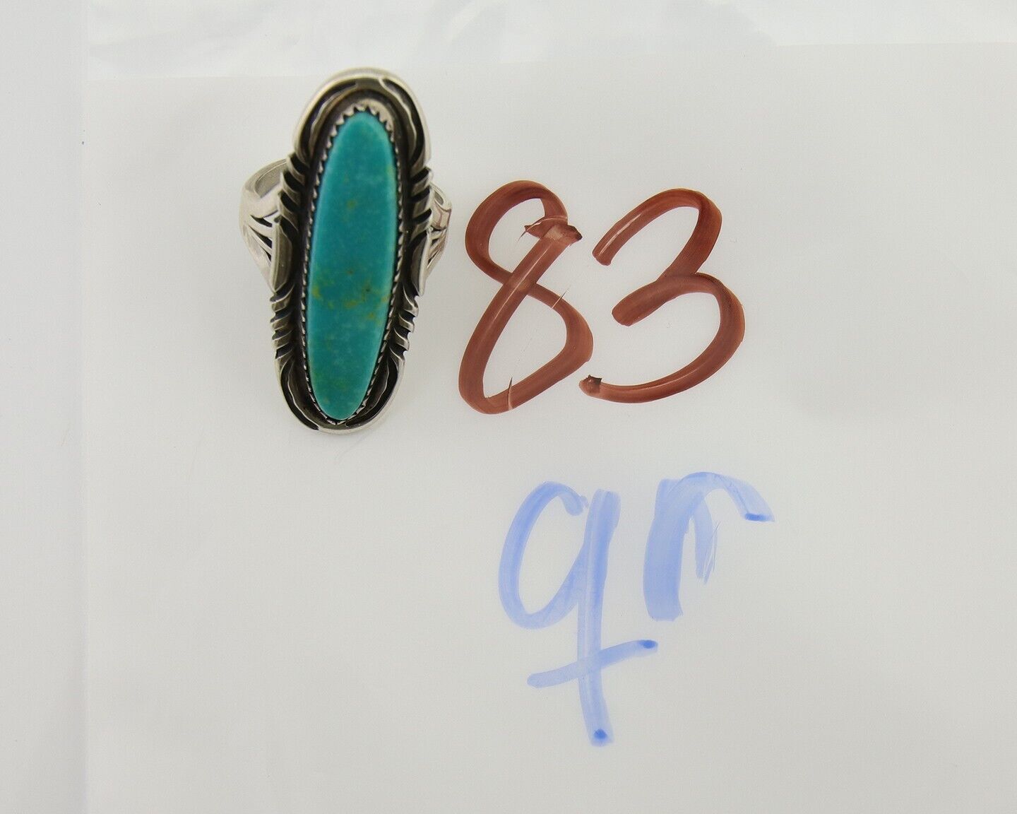 Navajo Hand Stamped Ring 925 Silver Turquoise Native Artist Begay C.80's
