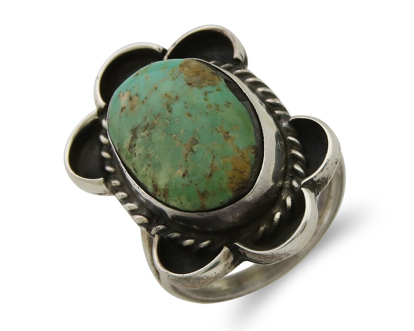 Navajo Handmade Ring 925 Silver Turquoise Native Artist C.80's