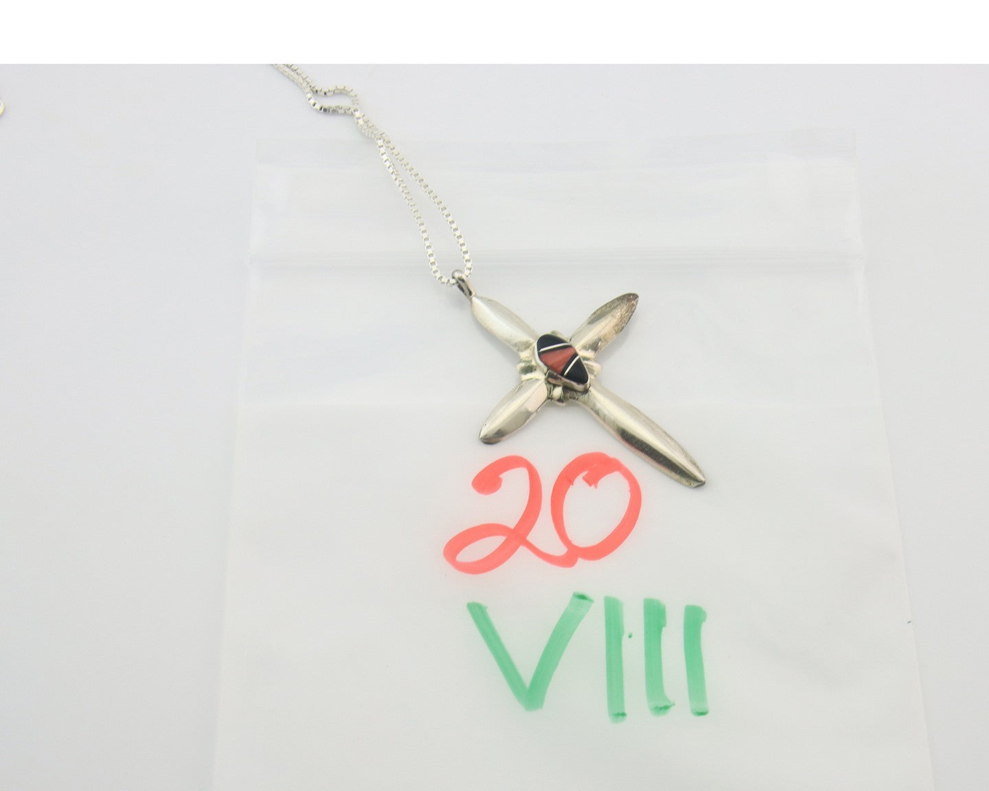 Navajo Cross Necklace Sterling Silver Authentic Natural Gemstones Signed M