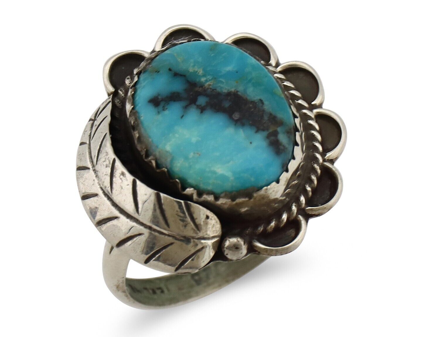 Navajo Handmade Ring 925 Silver Turquoise Native American Artist C.80's