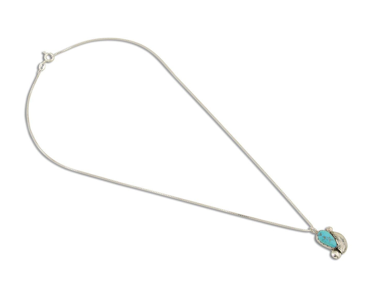 Navajo Heart Necklace 925 Silver Natural Turquoise Signed William Denetdale C80s