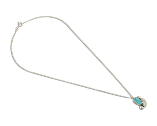 Navajo Heart Necklace 925 Silver Natural Turquoise Signed William Denetdale C80s