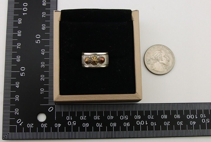 Navajo Handmade Ring 925 Silver & Gold Signed Kee Nataani C.80's