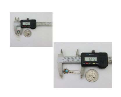 Navajo Earrings 925 Silver Blue Turquoise Artist Signed DB C.80's