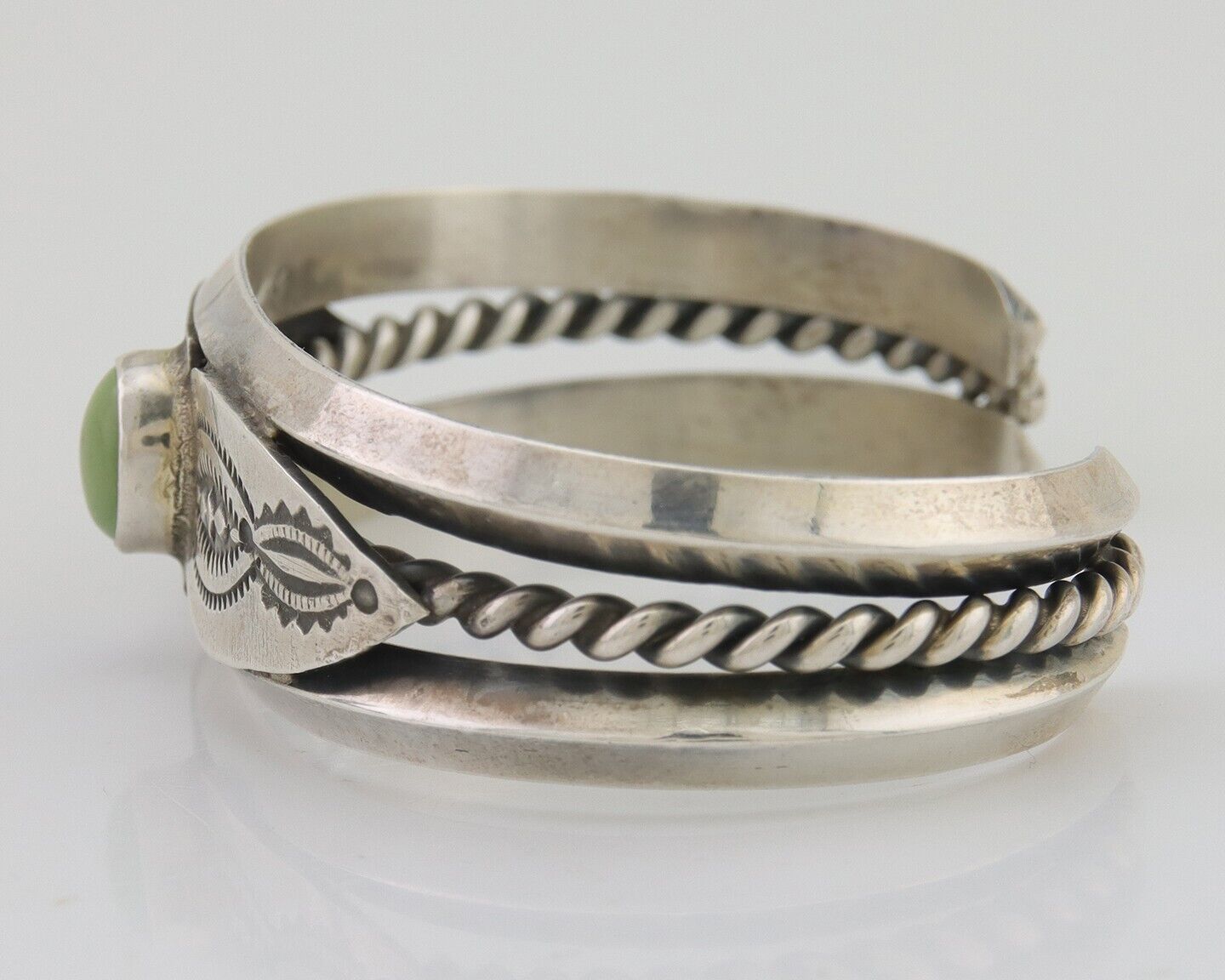 Navajo 925 Silver Handmade Bracelet Green Turquoise Native C.80's