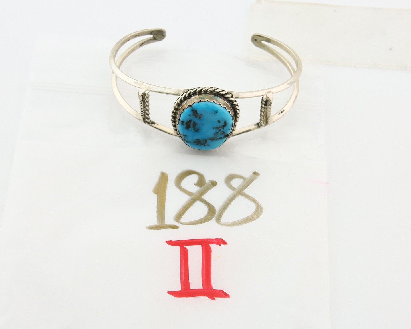 Navajo Bracelet 925 Silver Natural Blue Turquoise Native American Artist C.80s