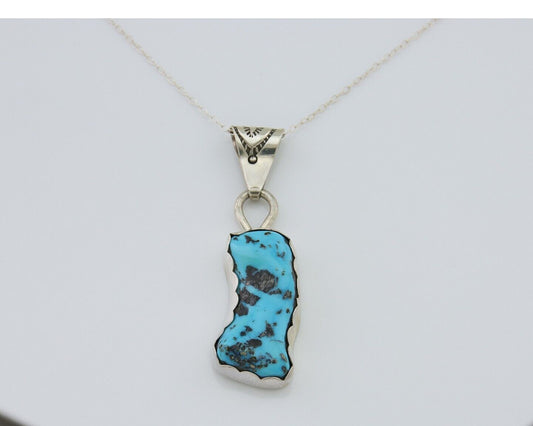 Navajo Necklace 925 Silver Blue Turquoise Artist Signed Tony Guerro C.80's