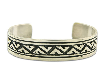 Mens's Navajo Bracelet 925 Silver Artist Signed Thomas Singer Cuff Made 1980's