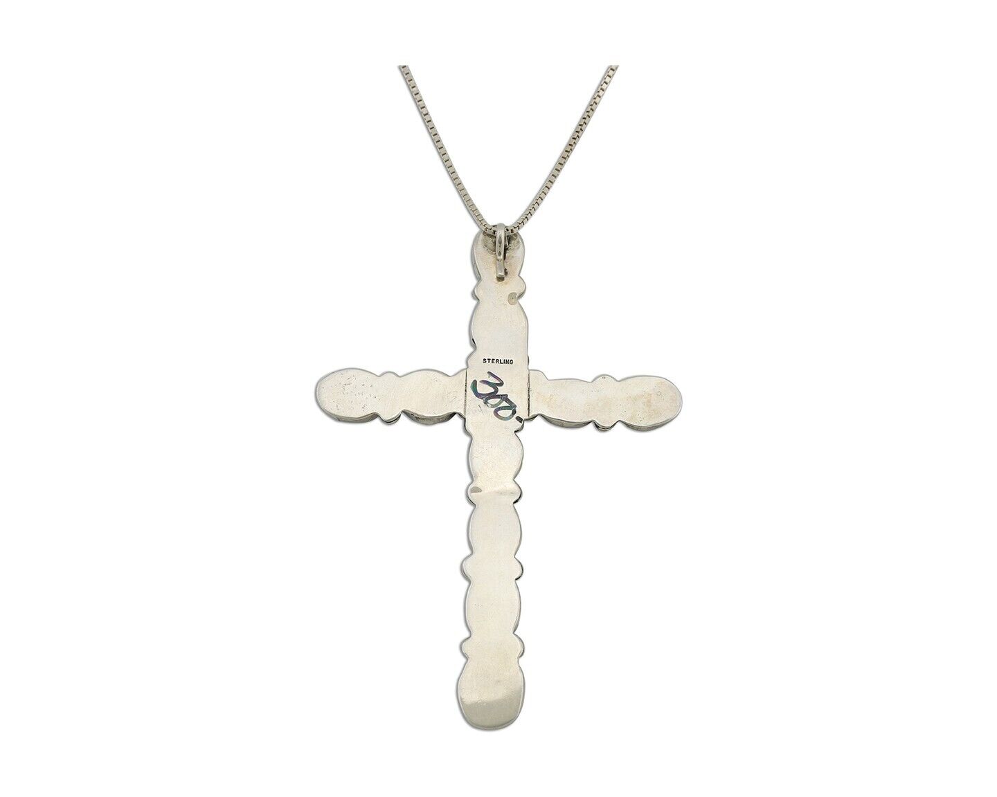 Navajo Cross Pendant 925 Silver Blue Turquoise Signed Native American C.80's