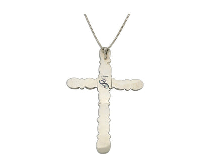 Navajo Cross Pendant 925 Silver Blue Turquoise Signed Native American C.80's