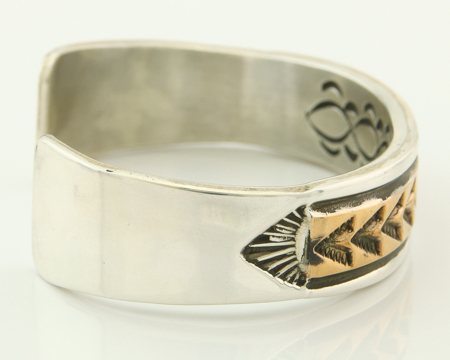 Navajo Bracelet Gold & 925 Silver Handmade 16.5 mm Wide Signed Mary & Ken Bill