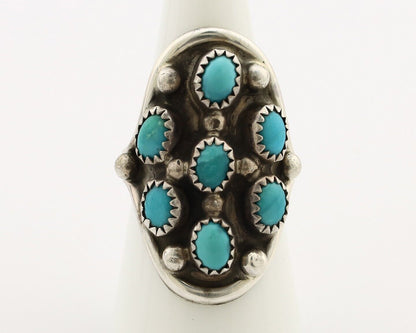 Navajo Ring .925 Silver Natural Blue Turquoise Signed L Henderson C.80's