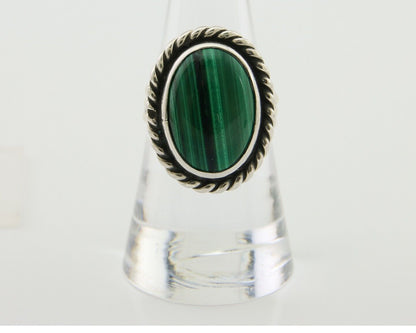 Navajo Ring 925 Silver Natural Malachite Native American Artist C.80's