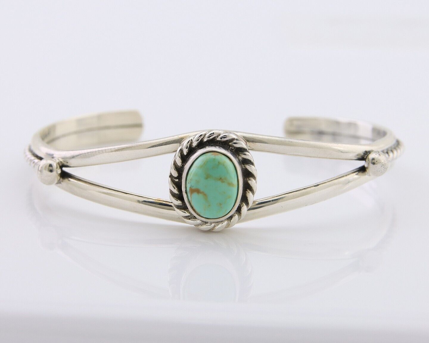 Navajo Bracelet 925 Silver Natural Turquoise Artist Signed Gecko C.80's