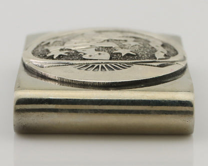 Navajo Lizard Money Clip .925 Silver & .999 Nickle Signed Gibson Gene C.80's