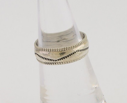 Navajo Hand Stamped Band 925 Silver 6.0 mm Native Artist Size 5.5 C.80's