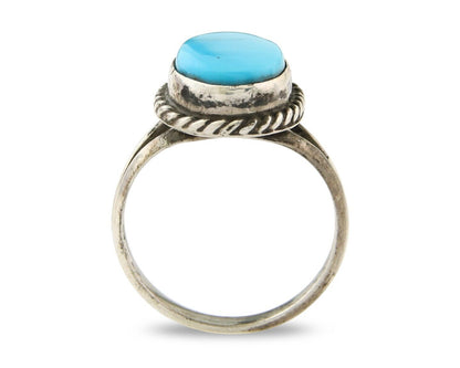 Navajo Ring 925 Sterling Natural Blue Turquoise C.80's Size 5.25