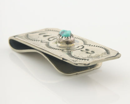Navajo Money Clip 925 Silver & 999 Nickle Hand Stamp Native American Artist C80s