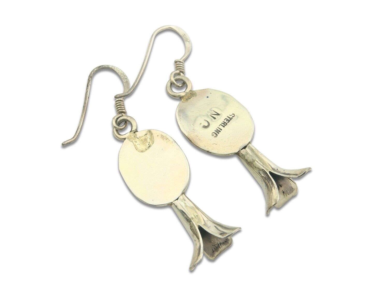 Navajo Earrings 925 Silver Natural Turquoise Native Artist JN C.80's