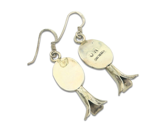 Navajo Earrings 925 Silver Natural Turquoise Native Artist JN C.80's