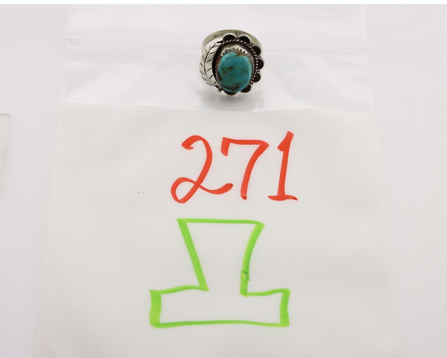 Navajo Handmade Ring 925 Silver Turquoise Native American Artist C.80's