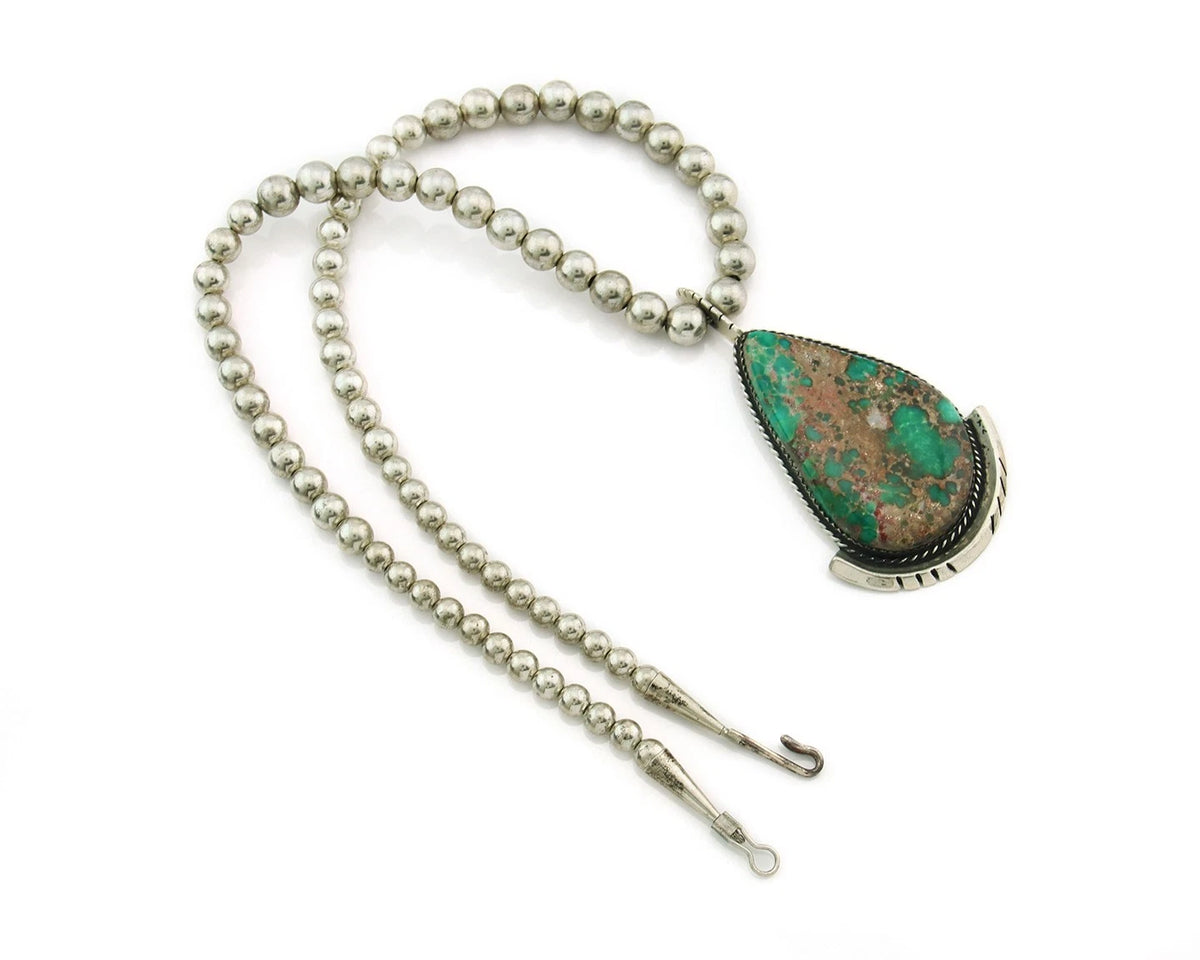 Navajo Necklace 925 Sterling Silver Turquoise Vintage 6mm 18in long C.80's