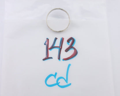 Navajo Hand Stamped Band 925 Silver 5.0 mm Signed Larry Chavez Size 11.75 C.80's