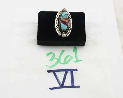 Vintage Zuni Ring 925 Sterling Silver Gemstone Signed V&N Edsitty Size 7.5
