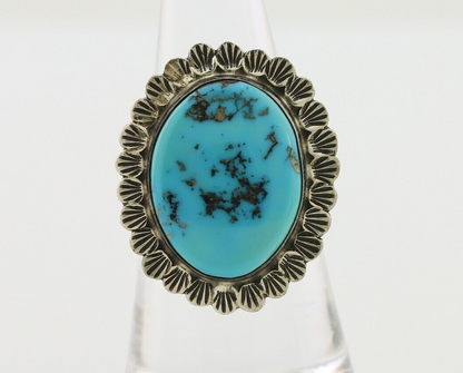 Navajo Ring 925 Silver Natural Blue Turquoise Signed Allison Lee C.80's