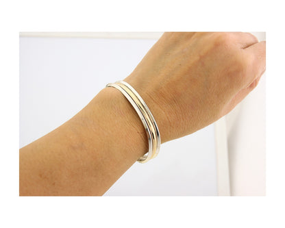 Navajo Bracelet 925 Silver & 12K Gold Cuff Artist Signed TAHE C.80's