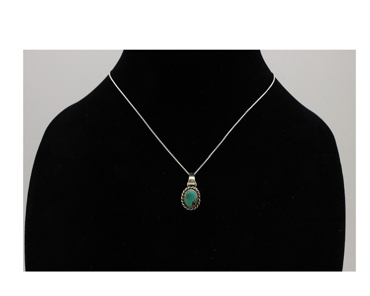 Navajo Necklace 925 Silver Natural Kingman Turquoise Native Artist C.2008
