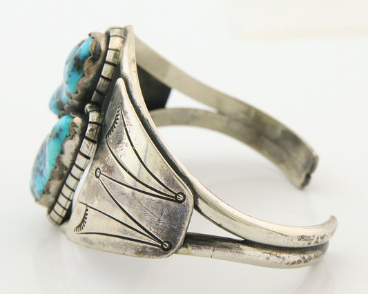 Navajo Bracelet 925 Silver Natural Bisbee Turquoise Cuff Signed Tony Guerro C80s