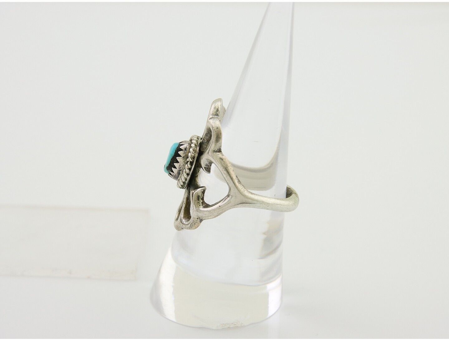 Navajo Sand Cast Ring 925 Silver Sleeping Beauty Turquoise Artist C.80's