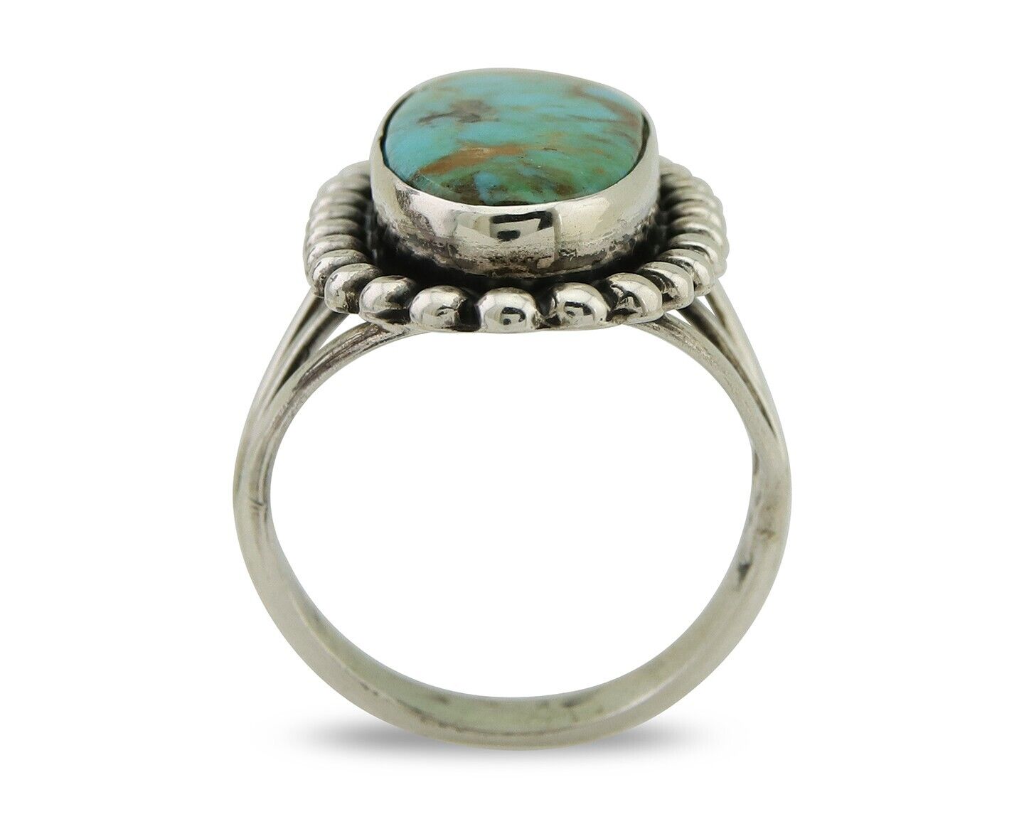 Navajo Shield Ring 925 Silver Arizona Turquoise Native Artist C.80's