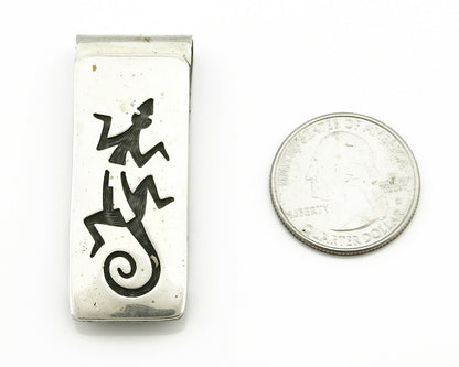 Navajo Money Clip .925 Silver & Nickle Hand Stamped Artist Pooyouma C.80's