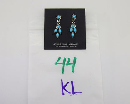 Navajo Paw Earrings 925 Silver Blue Turquoise Native American Artist C.80's