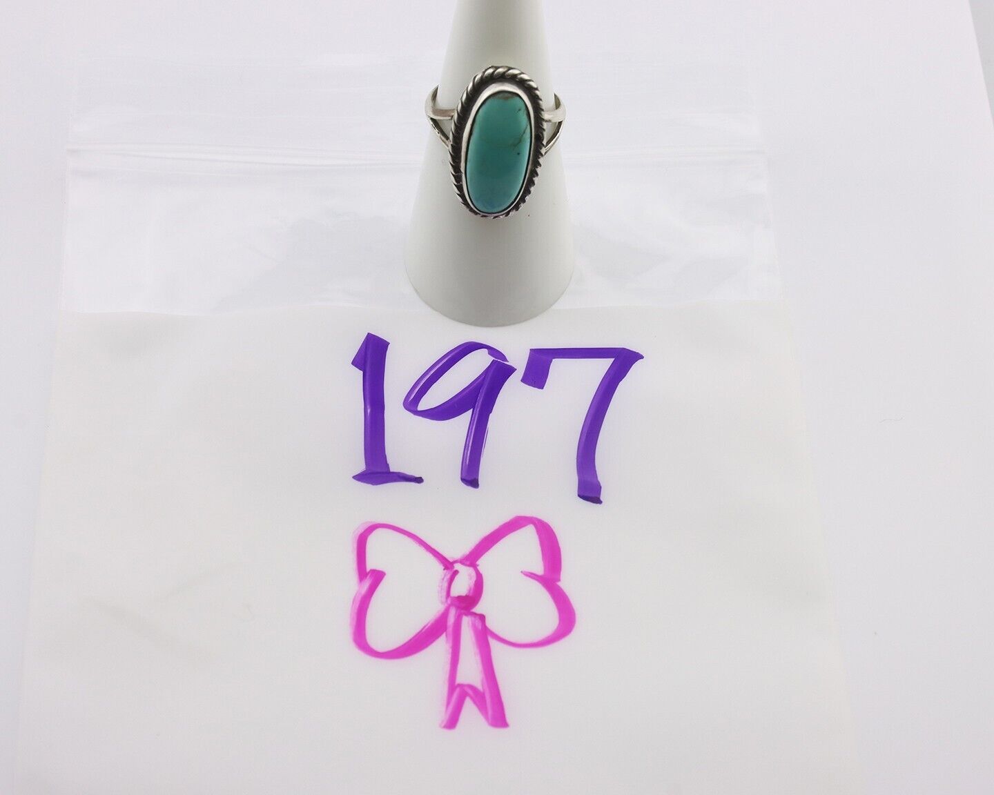 Navajo Ring 925 Silver Natural Kingman Turquoise Signed M Montoya C.80's