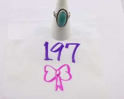 Navajo Ring 925 Silver Natural Kingman Turquoise Signed M Montoya C.80's