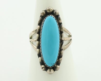 Navajo Ring .925 Silver Sleeping Beauty Turquoise Native American Artist C.80's