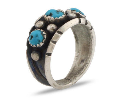 Navajo Ring 925 Silver Natural Blue Turquoise Native American Artist C.80's