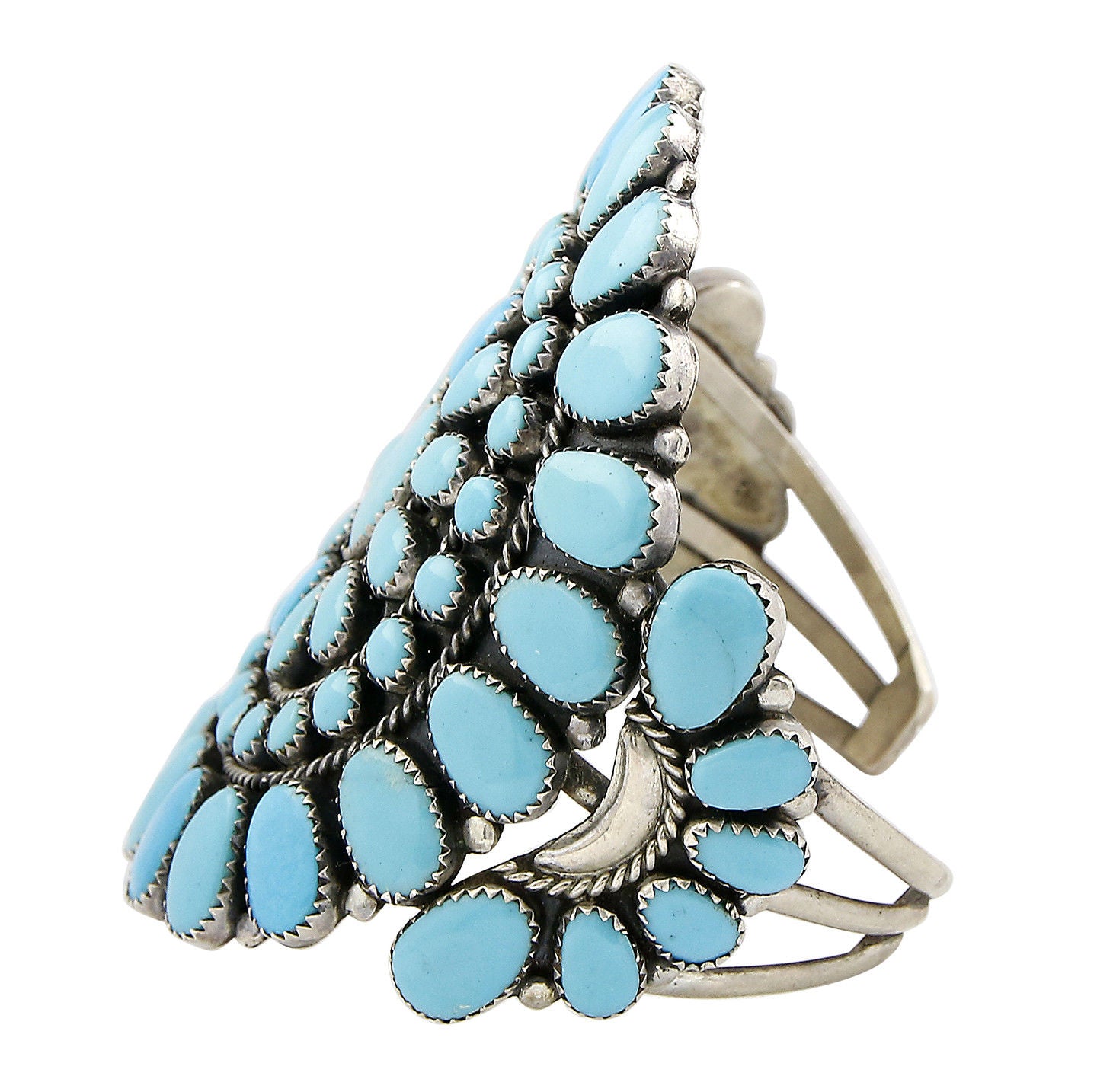 VTG RARE Navajo Natural Blue Turquoise .925 Sterling Silver Cuff Bracelet