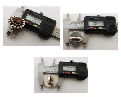 Navajo Handmade Ring 925 Silver Natural Fire Opal Native Artist Size 6.75 C.80's