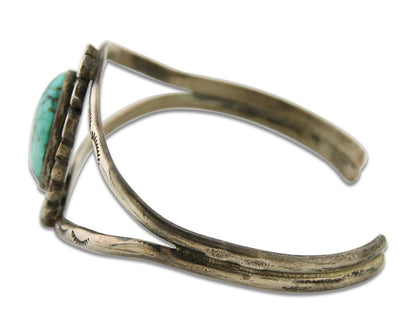 Navajo Cuff Bracelet 925 Silver Turquoise Cuff Native American Artist C.80's